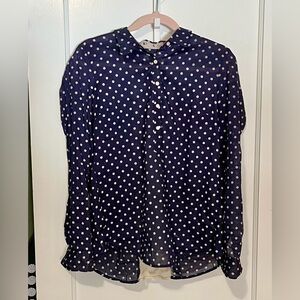 Trovata Navy and White Polka Dot Blouse